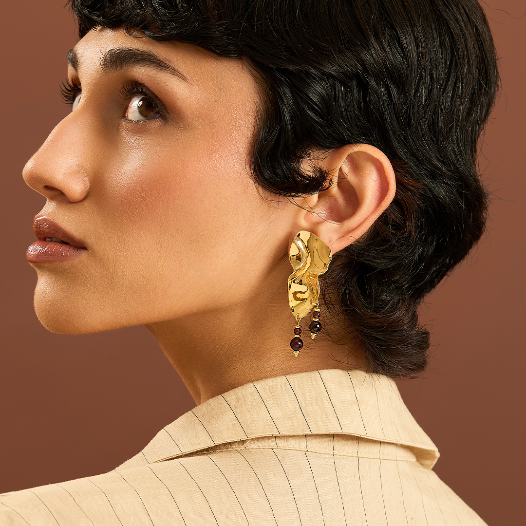 Orecchini Floating Gold Garnet