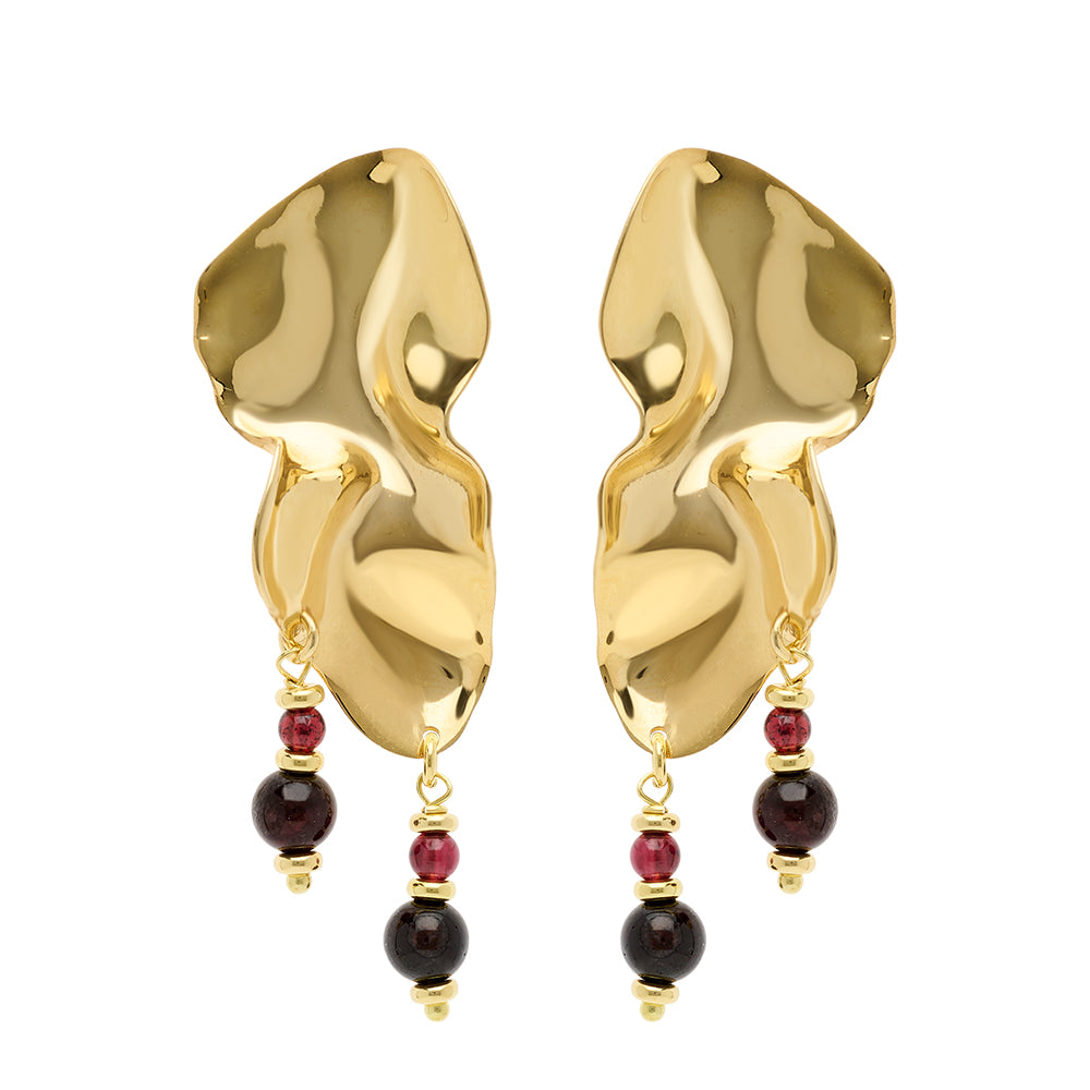 Orecchini Floating Gold Garnet